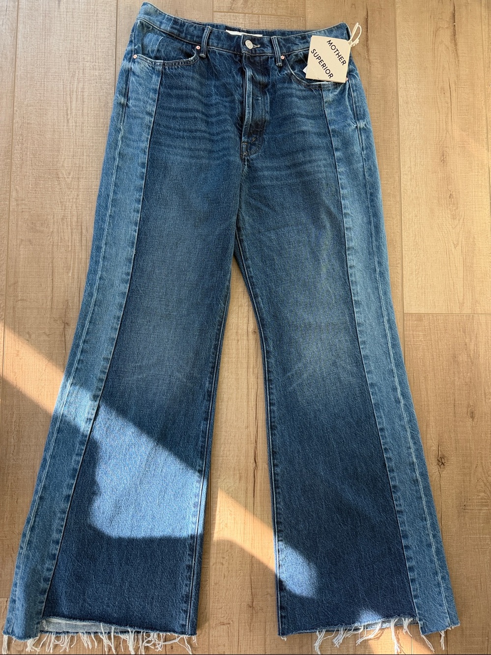 MOTHER The Tux Sidestepper Sneak Fray High-Rise Wide-Leg Jeans- NWT -Size 30 - Picture 7 of 14
